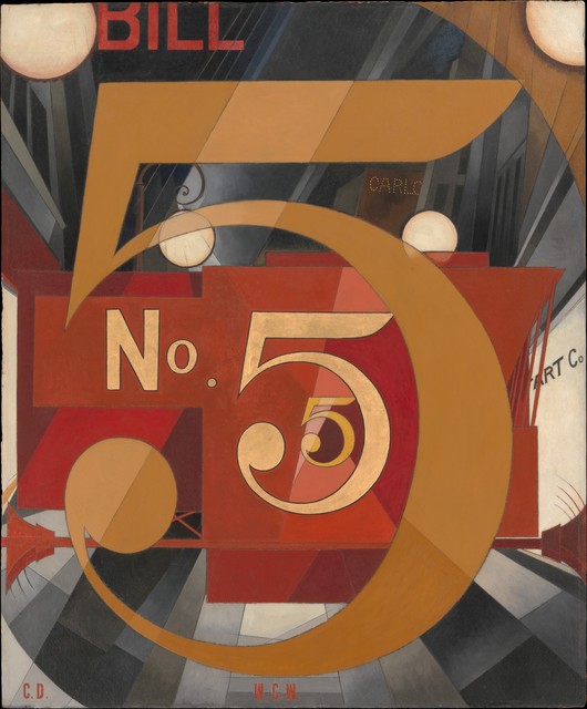 Charles Demuth, ‘I Saw the Figure 5 in Gold’, 1928, Painting, Oil, graphite, ink, and gold leaf on paperboard (Upson board), The Metropolitan Museum of Art