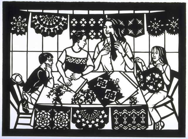 Carmen Lomas Garza Haciendo Papel Picado Making Paper Cutouts 1998   Large 