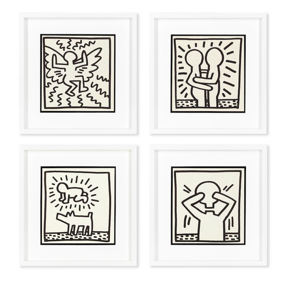 Keith Haring - Flying Angel; Embrace; Radiant Baby Dog; Untitled (Head Off)
