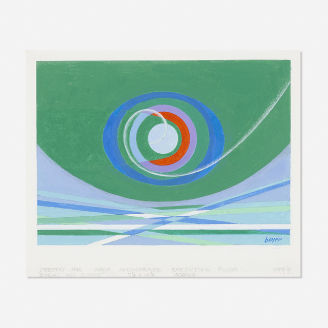 Herbert Bayer, ‘study for Spiral and Elypse tapestry’, 1983/84, Drawing, Collage or other Work on Paper, Acrylic on paper, Rago/Wright