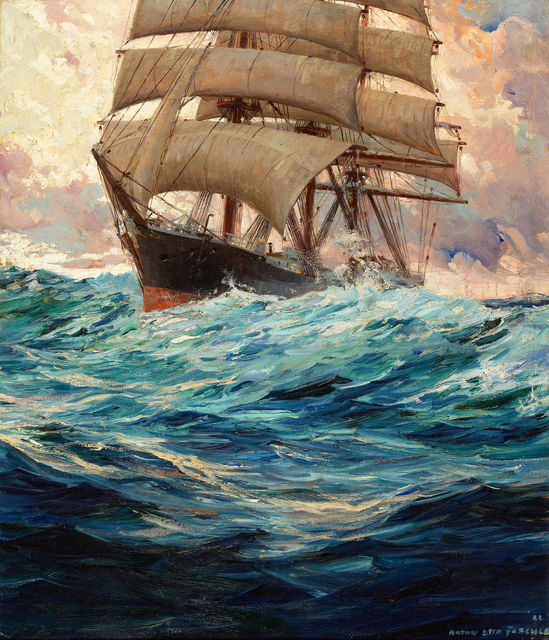 Anton Otto Fischer, ‘Clipper Ship at Sea’, 1934, Painting, Oil on Canvas, The Illustrated Gallery