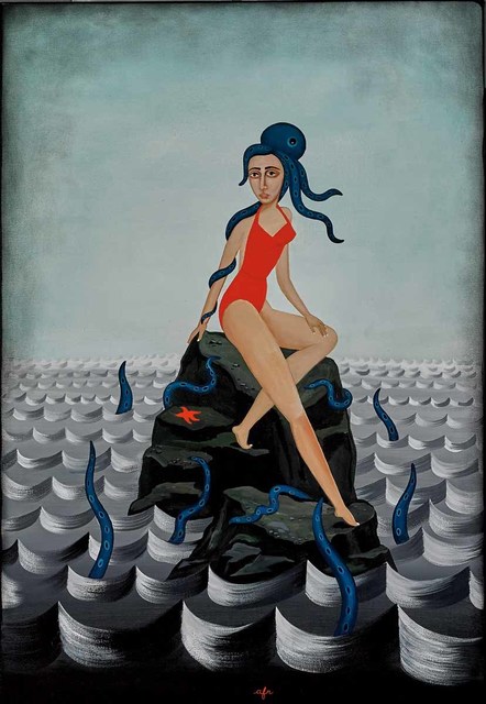 Anne Faith Nicholls, ‘Swimming with Suckers’, 2015, Painting, Acrylic and charcoal on canvas, Martin Lawrence Galleries