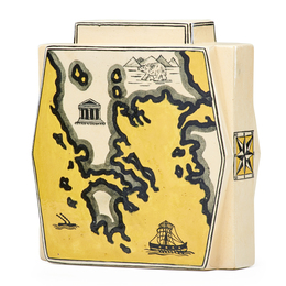 Vase with maps of Italy and Greece
