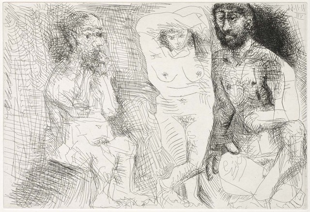 Pablo Picasso, ‘Two Bearded Men with a Naked Woman (El Entierro del Conde de Orgaz, B.1467)’, 1969, Martin Lawrence Galleries