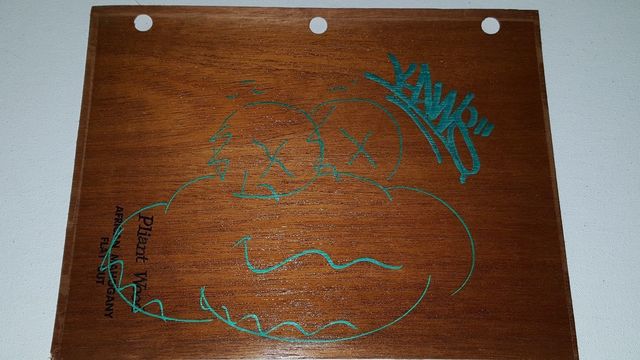 KAWS, ‘Signed 'Cloud' Drawing, Metallic Green Paint Wood Sheet’, 2010, VINCE fine arts/ephemera