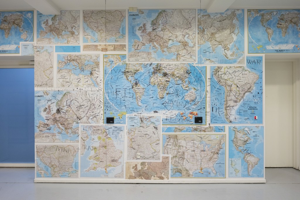 Yoko Ono, ‘Imagine Peace Maps’, 2013 - 2017. World maps and self-inking stamps. Installation view, Kunsthal Charlottenborg, 2017. Photo by Anders Sune Berg Yoko Ono, ‘Imagine Peace Maps’, 2013 - 2017. World maps and self-inking stamps. Installation view, Kunsthal Charlottenborg, 2017. Photo by Anders Sune Berg