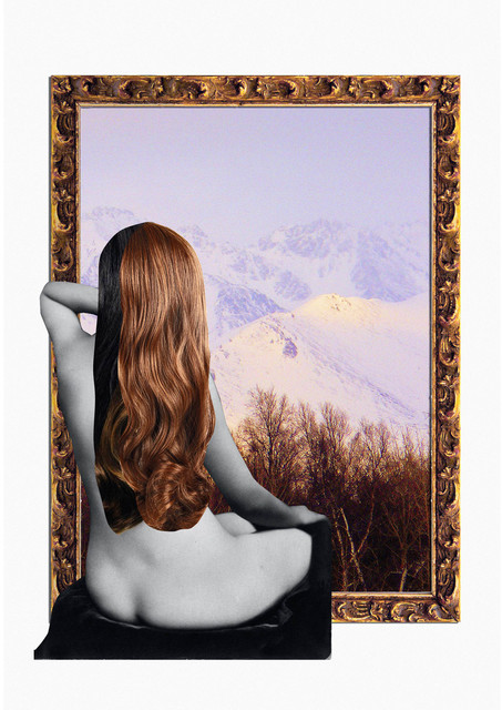 Damla Özdemir, ‘Naked Observer’, 2015, Mixed Media, 3 dimensional collage fine art print + wood layers + gold leaf frame, Gallery Ilayda
