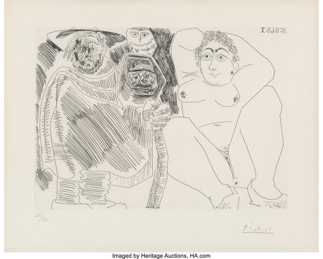 Pablo Picasso, ‘Grosse prostituée, sorcière à la chouette et voyageur en sabots, from Series 347’, 1968, Heritage Auctions