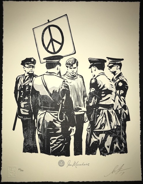 Shepard Fairey, ‘Peaceful Protester ’, 2017, Print, Letter Press on high quality cream cotton fine art paper., New Union Gallery