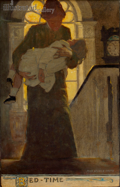 JESSIE WILLCOX SMITH, ‘Bed-Time, Scribners Monthly Magazine Illustration’, 1902, Painting, Charcoal, Watercolor and Oil on Illustration Board, The Illustrated Gallery