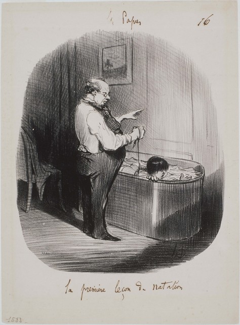 Honoré Daumier, ‘Les Papas: La première leçon de natation’, 1847, Phillips Collection