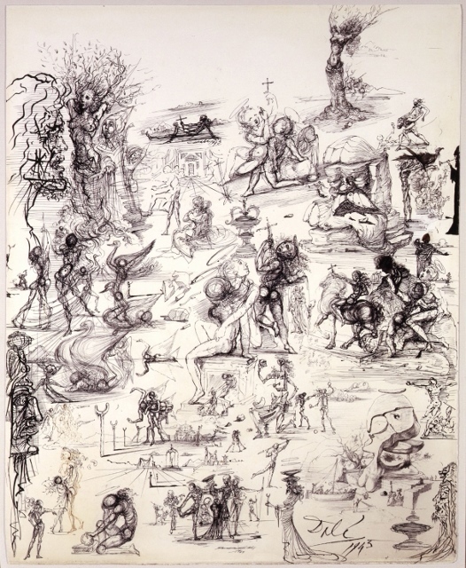 Salvador Dalí, ‘PROJETS DE RIDEAAUX DE SCÈNE ET ÈTUDES PRÈ LIMINAIRES (Projects for theater curtains and preliminary studies)’, 1943, Drawing, Collage or other Work on Paper, Pen and Ink on Paper, Shoichiro/Projekcts by Projects