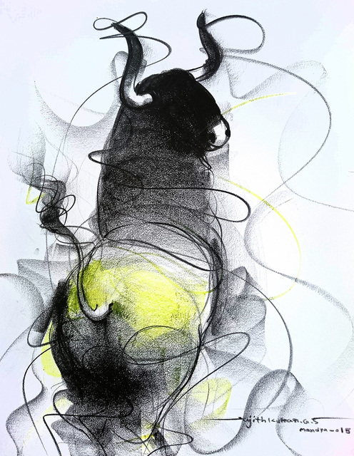 Sujth Kumar G.S. Mandya, ‘Bull Drawing - 601’, 2015, MayinArt