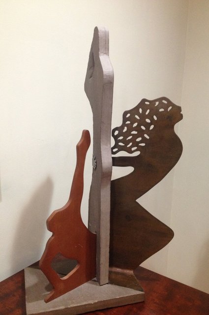 Pattie Porter Firestone, ‘Running with the Wolves ’, 2003, Sculpture, Stone, Metal & Wood, Zenith Gallery