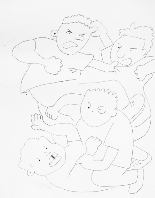 Kaspar Müller, ‘Raufende Jungs (2)’, 2013, Drawing, Collage or other Work on Paper, Pencil on paper, Galerie Francesca Pia