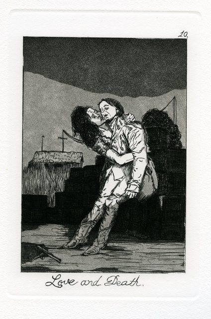 Emily Lombardo, ‘Love and Death, from The Caprichos’, 2014, Print, Etching and aquatint, Childs Gallery