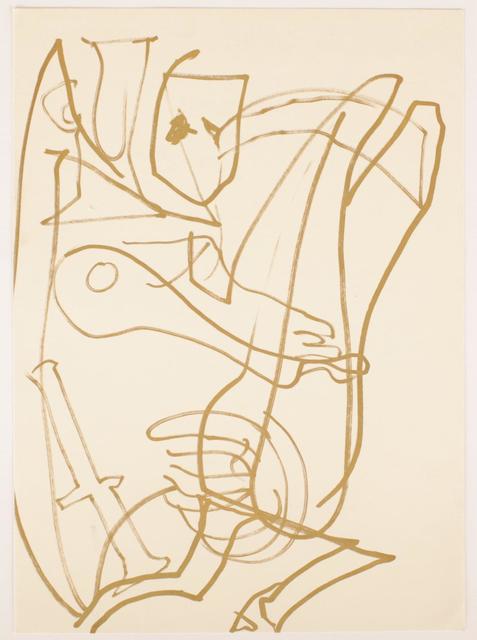Joan Jonas, ‘Feathers’, 1992, Drawing, Collage or other Work on Paper, Gold Felt Pen on paper, Galerie aKonzept