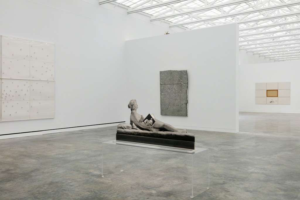 Installation view, Margherita Stein: Rebel With a Cause, Magazzino Italian Art. Giuseppe Penone, Unghiate, 1989; Giulio Paolini, Saffo, 1981; Giovanni Anselmo, Senza titolo, 1990. Photograph by Marco Anelli © 2017. Installation view, Margherita Stein: Rebel With a Cause, Magazzino Italian Art. Giuseppe Penone, Unghiate, 1989; Giulio Paolini, Saffo, 1981; Giovanni Anselmo, Senza titolo, 1990. Photograph by Marco Anelli © 2017.