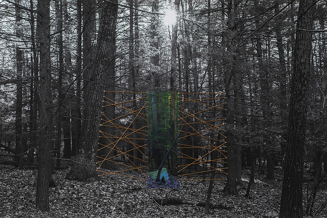 Haoran Fan, ‘Forest and Lines, Gardiner, New York ’, 2015, Photography, Inkjet print, thread, transparent film, Brownie Project