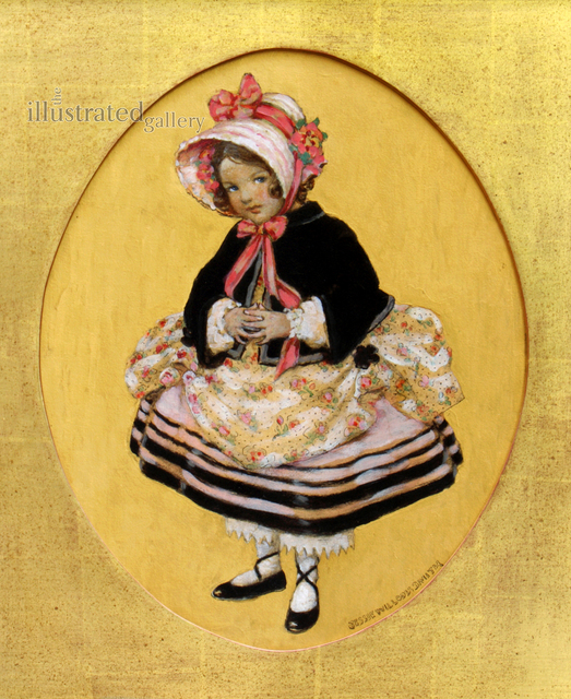 JESSIE WILLCOX SMITH, ‘Girl with Bloomers, Good Housekeeping Cover’, 1920, Painting, Oil and Gold Paint on Board, The Illustrated Gallery