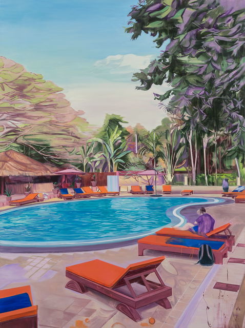 Lei Qi, ‘An afternoon at a swimming pool in Bagan’, 2018, Painting, Oil on canvas, Matthew Liu Fine Arts