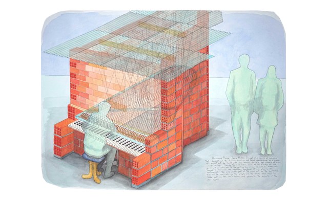 Oscar Abraham Pabon, ‘Resonance House - Dense Matter’, 2018, Drawing, Collage or other Work on Paper, Watercolor on 300 grams paper, Dot Fiftyone Gallery