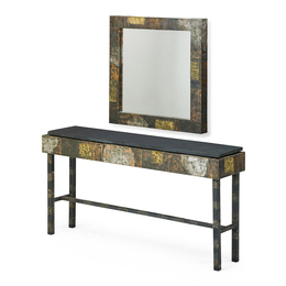 Custom Patchwork Console Table And Mirror, USA