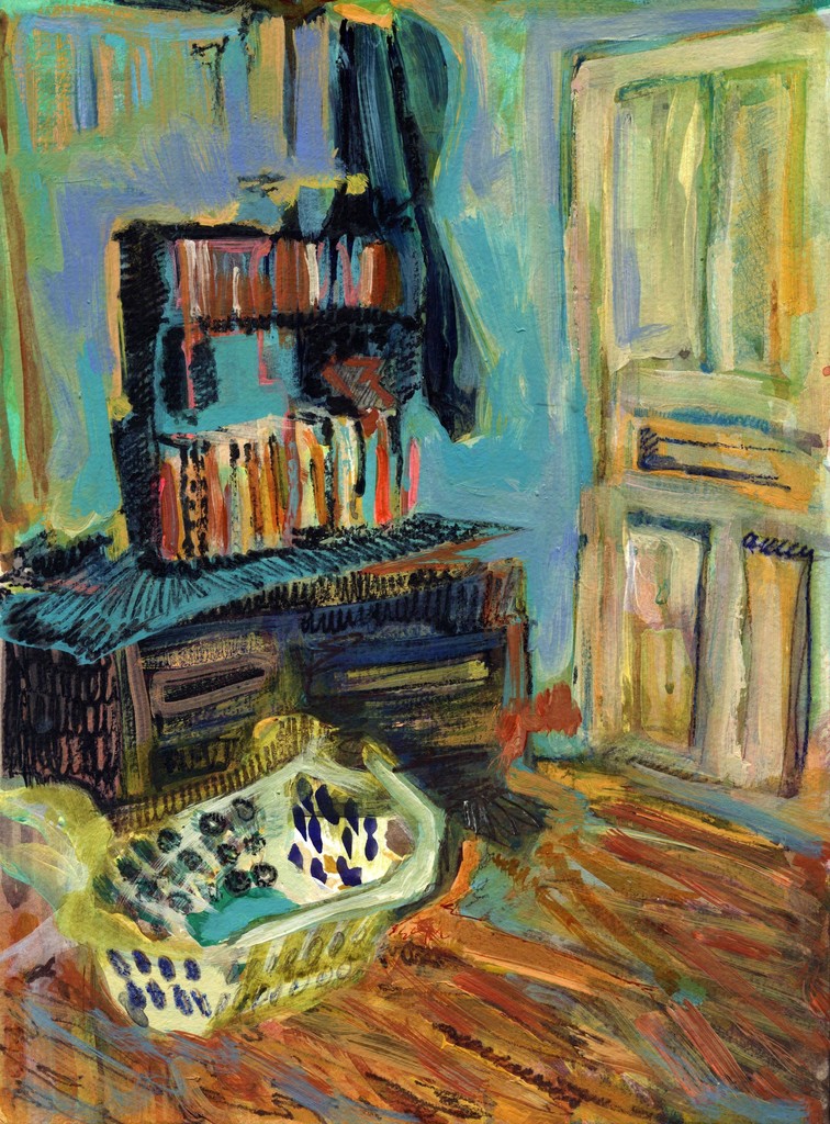 131 East Main Street, 2nd fl bedroom 1, Watercolor and Acrylic on Paper, 15" X 11", 2018 131 East Main Street, 2nd fl bedroom 1, Watercolor and Acrylic on Paper, 15" X 11", 2018