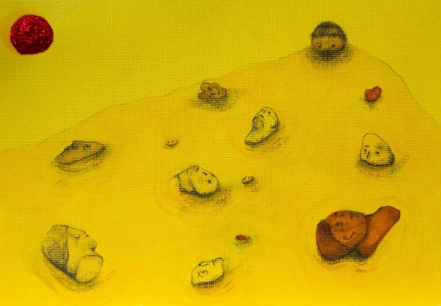 Tiz Creel, ‘If heads would be abandoned in the desert’, 2020, Painting, Mixed media on paper, SEAGER