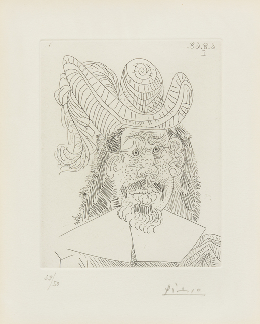 Pablo Picasso, ‘Portrait de "Mousquetaire" vieillissant, au Visage couperosé (from Séries 347)’, 1968, Hindman