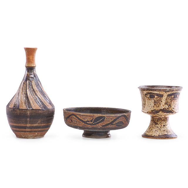 Marguerite Wildenhain, ‘Portrait goblet, low bowl, and vase, Guerneville, CA’, Rago/Wright