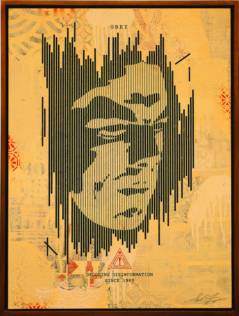 Shepard Fairey (OBEY), ‘Decoding Disinformation (Cream)’, 2015, Underdogs Gallery