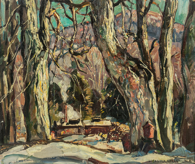 William Lester Stevens, ‘Winter in the Woods’, Painting, Oil on canvasboard, Skinner