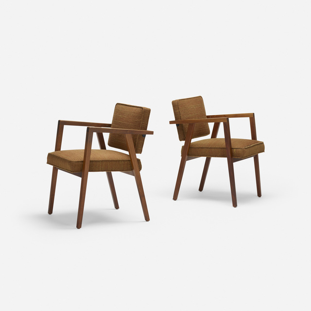 Franco Albini, ‘armchairs model 48, pair’, 1949, Design/Decorative Art, Walnut, upholstery, Rago/Wright