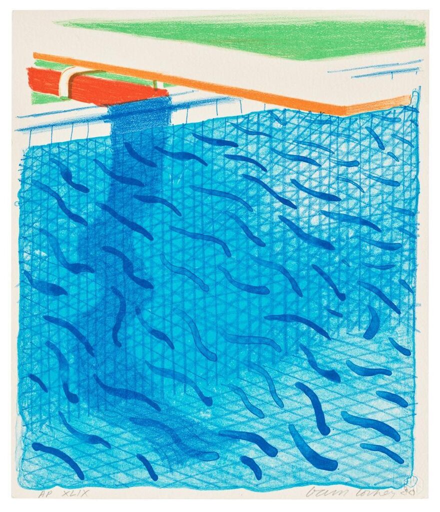 David Hockney - Pool made with paper and blue ink for book, from: Paper Pools