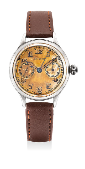 Longines, ‘A very rare silver single-pusher chronograph wristwatch’, 1929, Phillips