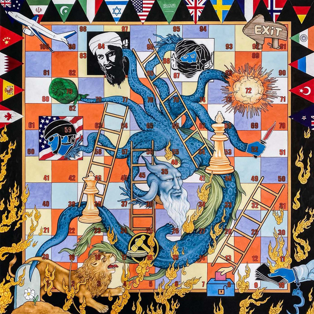 Khadim Ali & Sher Ali, ‘It Was Not Like This Ever’, 2020, Drawing, Collage or other Work on Paper, Gouache, ink and gold leaf on paper, Aicon Gallery
