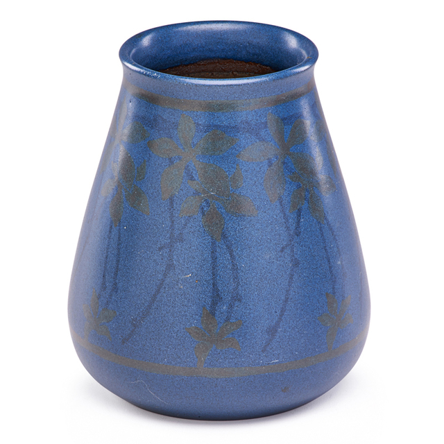 Marblehead Pottery, ‘Marblehead, Vase With Stylized Clematis, Marblehead, MA’, 1910s, Rago/Wright