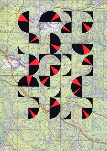 Oscar Abraham Pabon, ‘Rational Geography Series ’, 2016, Drawing, Collage or other Work on Paper, Paper collage on paper map, Dot Fiftyone Gallery