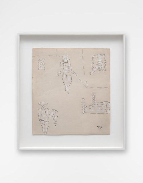 William Nelson Copley, ‘Untited’, 1965, Drawing, Collage or other Work on Paper, Crayon, opaque white on brownish paper, Wentrup