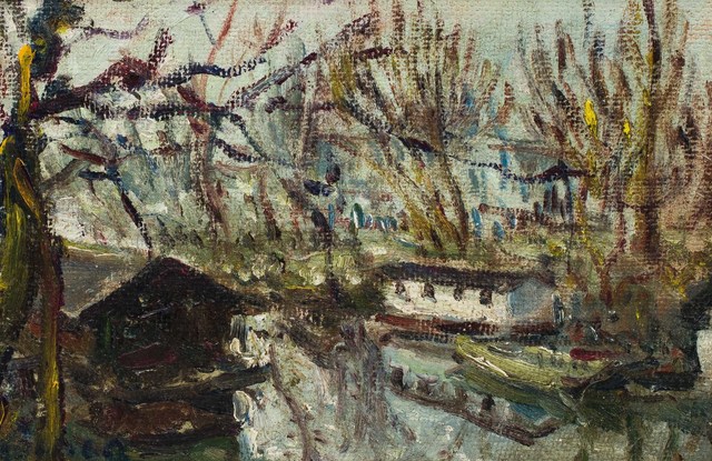 Dimitrie Berea, ‘Bord de rivière’, Painting, Oil on masonite, Leclere