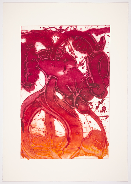 Catherine Howe, ‘Bouquet (mum, blood orange, rose)’, 2019, Print, Unique collagraph, Manneken Press