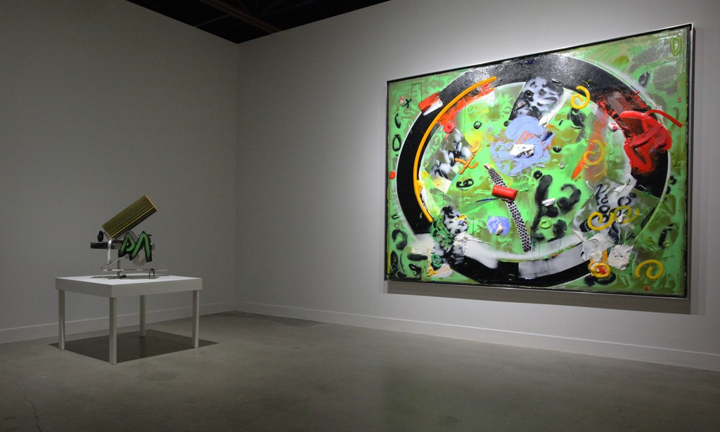 Painting shown" ''Boreal' 2016. Acrylic, canvas, polyester 71" x 96" . Sculpture shown: '30bird' Acrylic, Baltic birch, aluminum, polyurethane, stainless steel. Painting shown" ''Boreal' 2016. Acrylic, canvas, polyester 71" x 96" . Sculpture shown: '30bird' Acrylic, Baltic birch, aluminum, polyurethane, stainless steel.