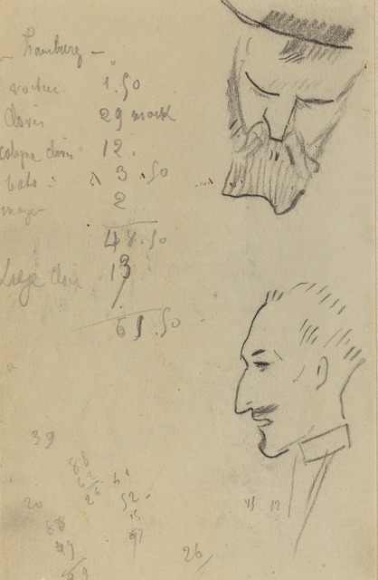 Paul Gauguin A Bearded Man And A Man In Profile Verso 1884