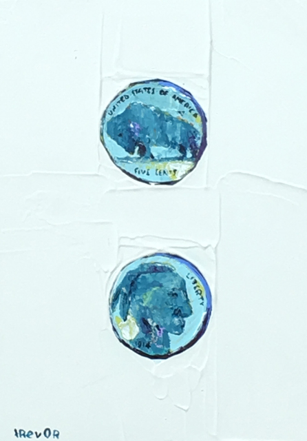 Trevor Mikula, ‘Heads and Tails, Buffalo Nickel’, 2019, Painting, Mixed Media on Panel, Shain Gallery