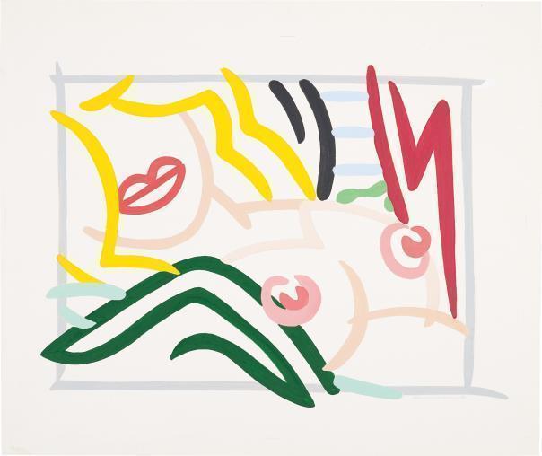 Tom Wesselman - Study for Bedroom Blonde, Black and Green Pillows