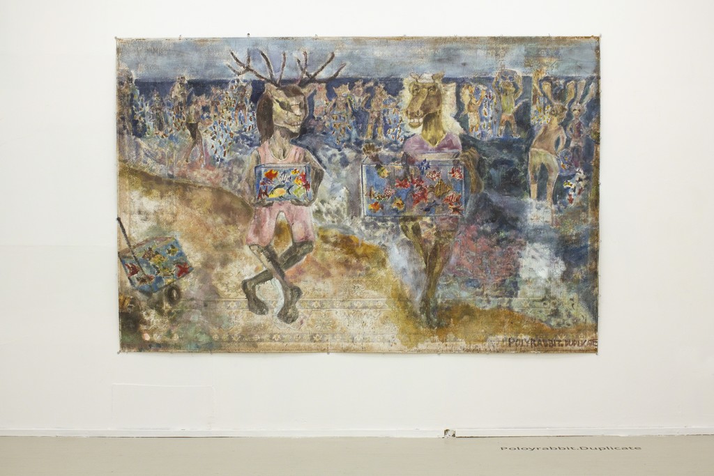 Fragment of exhibition "Counter-argument II" with work "Global Water Pets Liberation Baltic Scales" (2019, 200 x 300 cm) by Darius Jaruševičius. Photography by Airida Rekštytė. Fragment of exhibition "Counter-argument II" with work "Global Water Pets Liberation Baltic Scales" (2019, 200 x 300 cm) by Darius Jaruševičius. Photography by Airida Rekštytė.