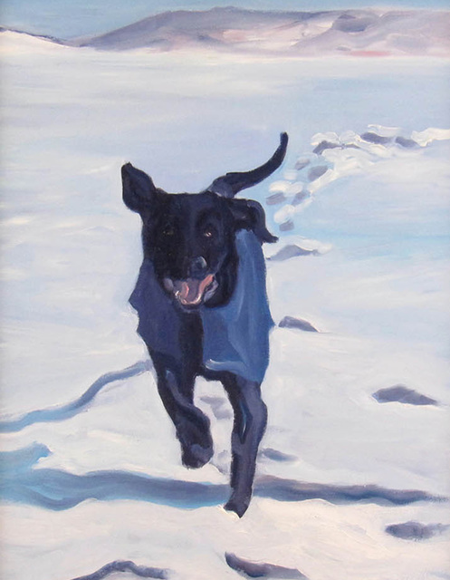Sheila Wedges, ‘Running Lab in Snwo’, ca. 2010, Painting, Oil on Canvas, Janus Galleries