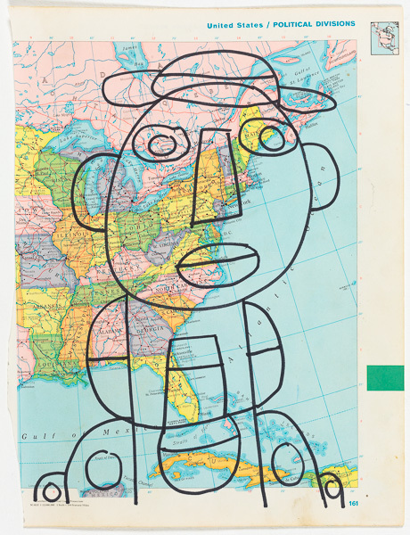 Vincent Jackson, ‘Untitled (United States / Political Divisions)’, 2017, Drawing, Collage or other Work on Paper, Marker on map, Creativity Explored