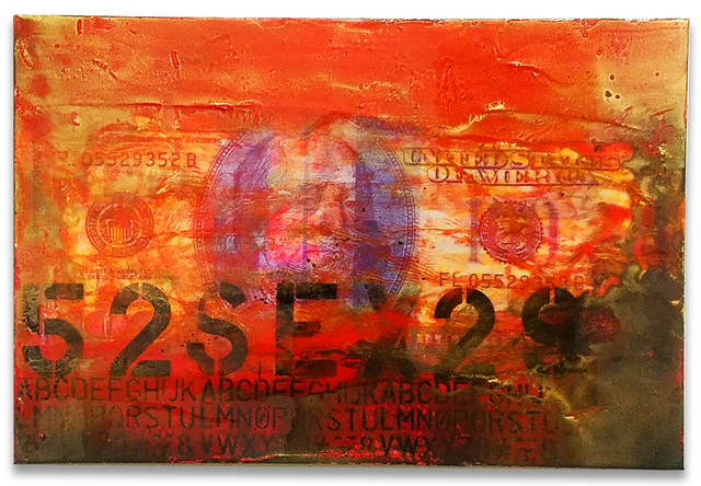 Fidel Rodriguez, ‘Sex Hundred Bucks’, 2019, Mixed Media, Paper, acrylic, gold dust and resin on canvas, ARTSPACE 8